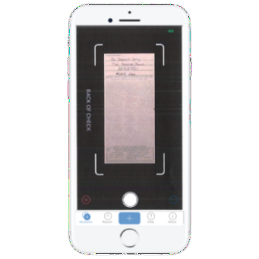 Photograph back of check inside white boundaries Photograph back of check inside white boundaries